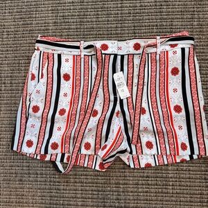 LOFT Red and Black High Waist Shorts